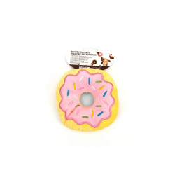 Juguetes donut de peluche para perros con glaseado rosa y marrón 2