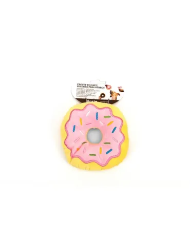 Juguetes donut de peluche para perros con glaseado rosa y marrón 2