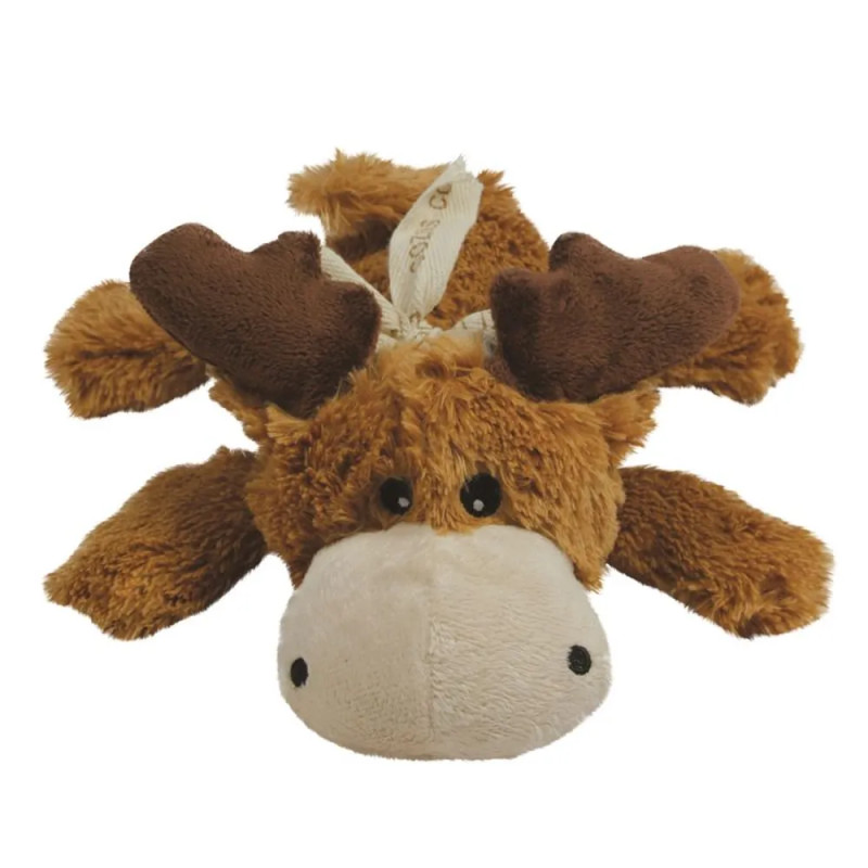 Peluche para perros tipo alce XL Kong Wild Knots, de felpa marrón suave con cuerda anudada interior resistente y chirriador, ide