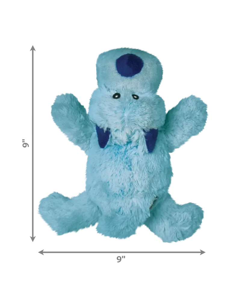 Dimensiones del juguete KONG Cozie Pastel Perrito Azul para perros: 23 cm de alto y 23 cm de ancho