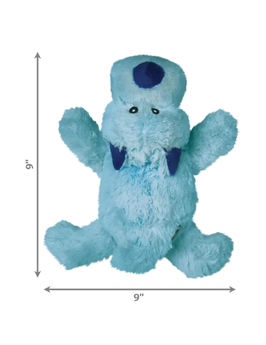 Dimensiones del juguete KONG Cozie Pastel Perrito Azul para perros: 23 cm de alto y 23 cm de ancho