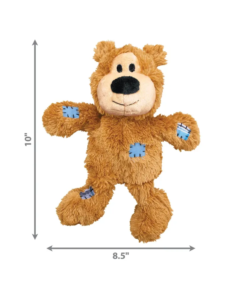 Dimensiones del juguete para perro KONG Wild Knots Oso Marrón tamaño Small: 7 pulgadas alto, 6 pulgadas ancho