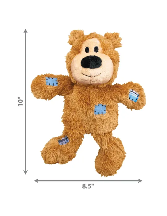Dimensiones del juguete para perro KONG Wild Knots Oso Marrón tamaño Small: 7 pulgadas alto, 6 pulgadas ancho