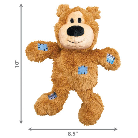 Dimensiones del juguete para perro KONG Wild Knots Oso Marrón tamaño Small: 7 pulgadas alto, 6 pulgadas ancho
