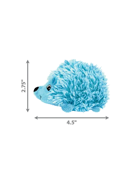 Erizo azul KONG Comfort HedgeHug Puppy para cachorros con medidas 4.5 x 2.75 pulgadas.