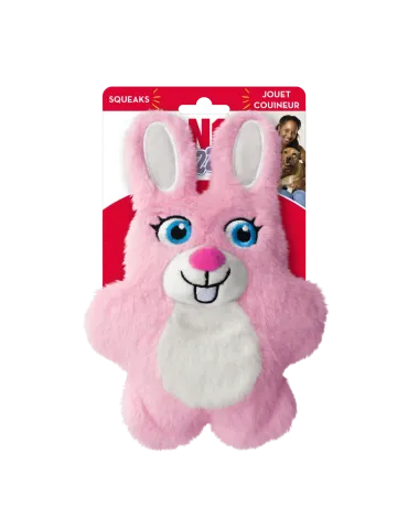 Juguete KONG Cozie Bunny en color rosa con forma de conejo para perro
