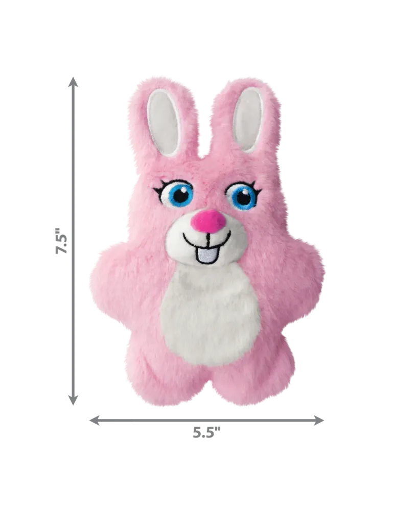 Dimensiones del juguete KONG Cozie Bunny rosa para perro: 19 cm de alto y 14 cm de ancho
