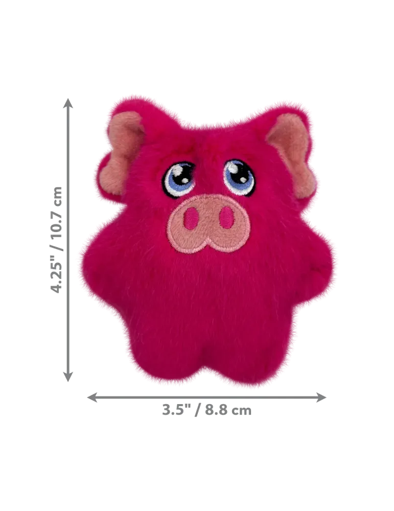 Dimensiones del juguete KONG Phatz Pig mini para perros: 10,7 cm de alto y 8,8 cm de ancho