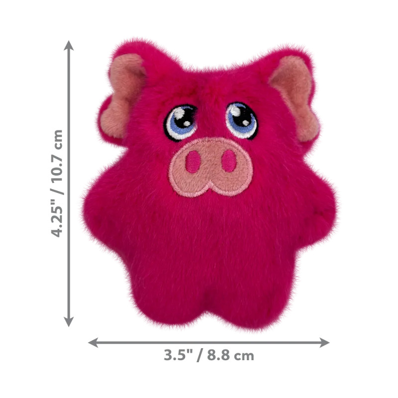 Dimensiones del juguete KONG Phatz Pig mini para perros: 10,7 cm de alto y 8,8 cm de ancho