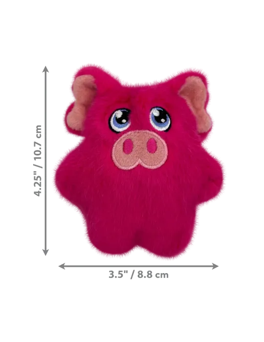 Dimensiones del juguete KONG Phatz Pig mini para perros: 10,7 cm de alto y 8,8 cm de ancho