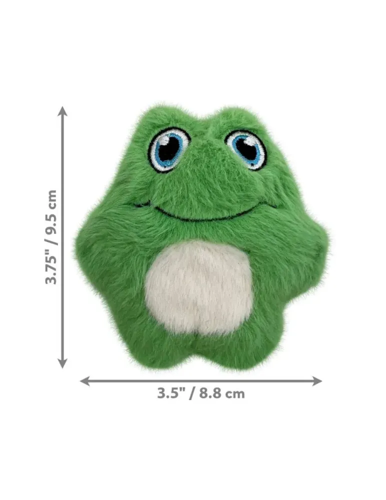 Dimensiones del peluche KONG Snuzzles Rana Verde para perros pequeños.