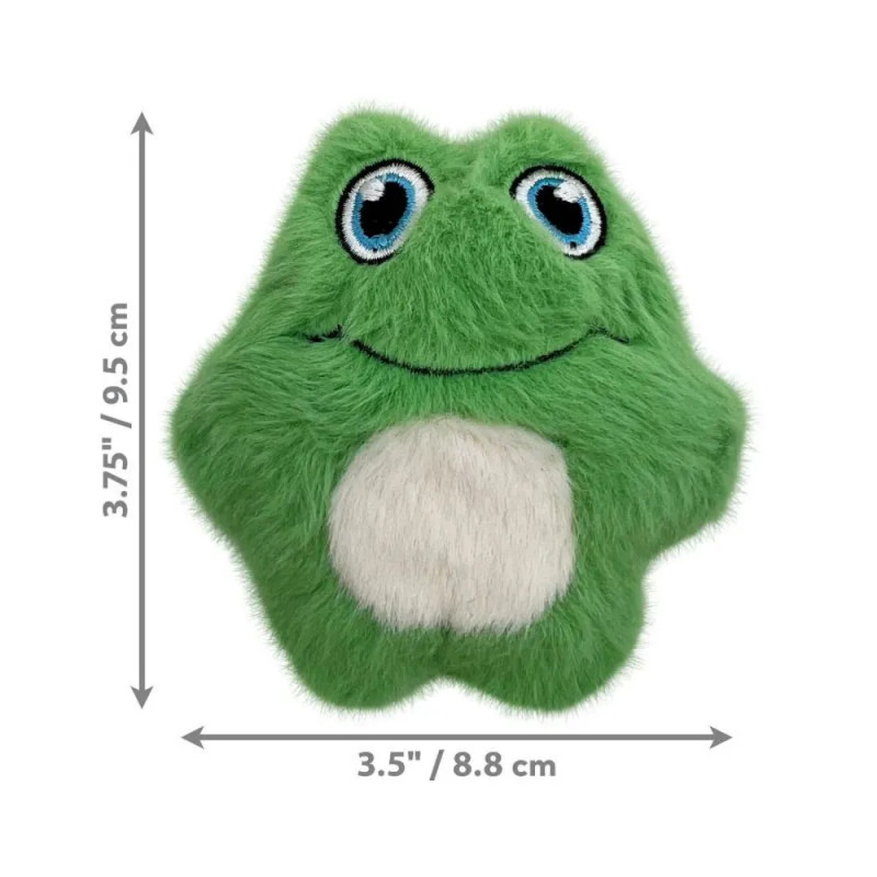 Dimensiones del peluche KONG Snuzzles Rana Verde para perros pequeños.