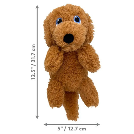 Peluche para perros KONG Comfort Tykes Perro marrón, medidas 31,7 cm de alto × 12,7 cm de ancho, ideal para perros pequeños y me