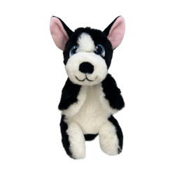 Peluche KONG Comfort Tykes perro blanco y negro, felpa ultra suave, detalles bordados y chirriador tipo gruñido extraíble, con e 2