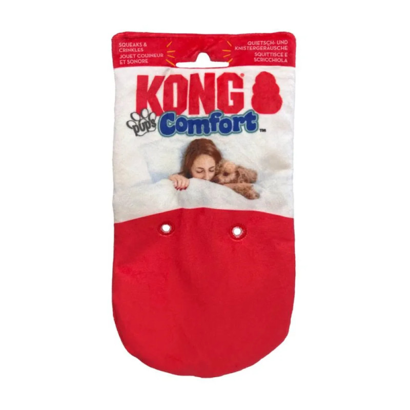 Envoltorio original KONG Comfort Tykes sin peluche, mostrando la marca y diseño del empaque.