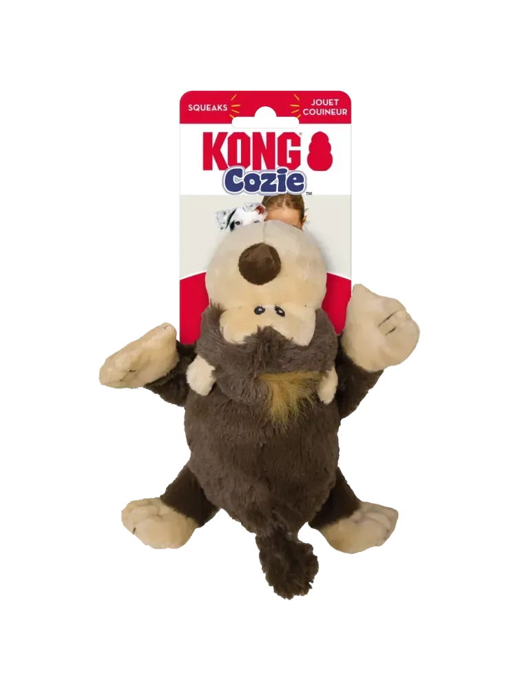 Peluche para perros KONG Cozie Marvin Mammoth color marrón con squeaker