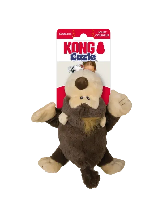 Peluche para perros KONG Cozie Marvin Mammoth color marrón con squeaker