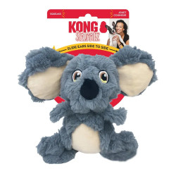 Peluche para perros KONG Scrumplez Koala, felpa gris arrugada, orejas deslizantes y chirriador, presentado con etiqueta en embal