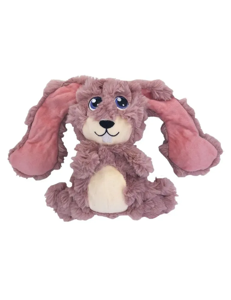 Juguete para perros KONG Scrumplez Conejo Rosa sin etiqueta, con textura arrugada y orejas largas suaves, ideal para juegos cari
