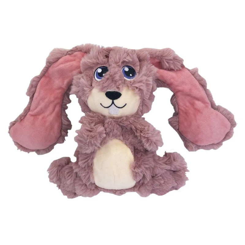 Juguete para perros KONG Scrumplez Conejo Rosa sin etiqueta, con textura arrugada y orejas largas suaves, ideal para juegos cari