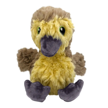 Juguete para perros KONG Comfort Tykes Pato sin etiqueta, peluche de felpa suave en tonos marrón y amarillo, con pico y patas gr
