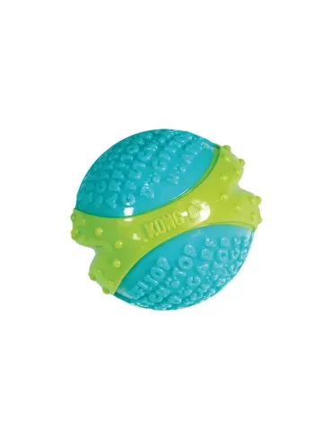 Pelota KONG CoreStrength Ball azul y verde con núcleo reforzado, en su envase original. 2