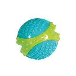Pelota KONG CoreStrength Ball azul y verde con núcleo reforzado, en su envase original. 2