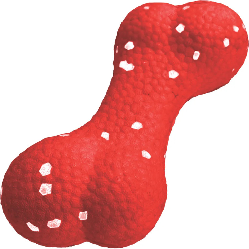 Hueso rojo ultra fuerte para perros, juguete de goma resistente con textura antideslizante