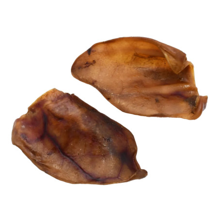 Pack de 2 orejas de cerdo deshidratadas para perros — snack masticable natural