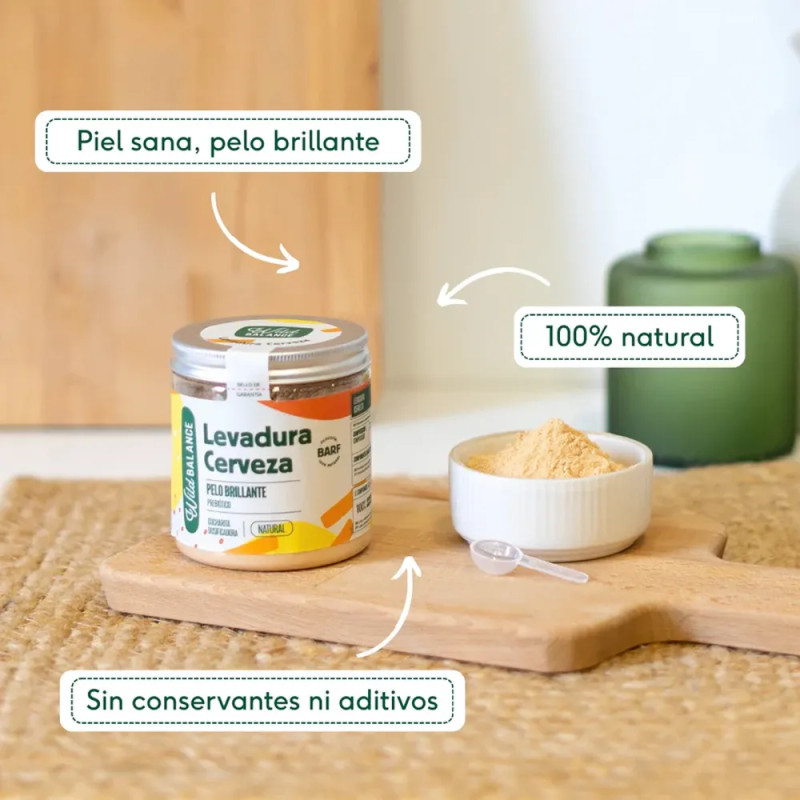 Levadura de cerveza 100% natural Wild Balance para perros, suplemento sin conservantes con beneficios para piel y pelo