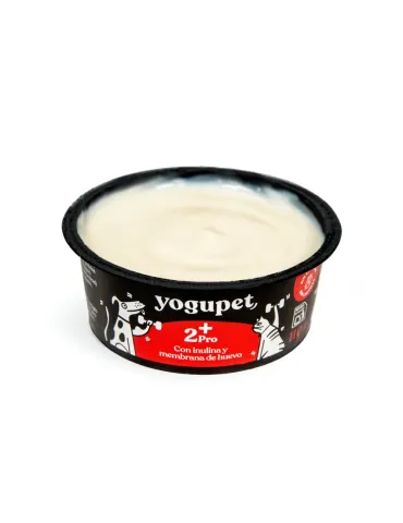 Yogupet 2+ Pro yogur funcional para perros con inulina y membrana de huevo, tarrina negra con detalles rojos 2