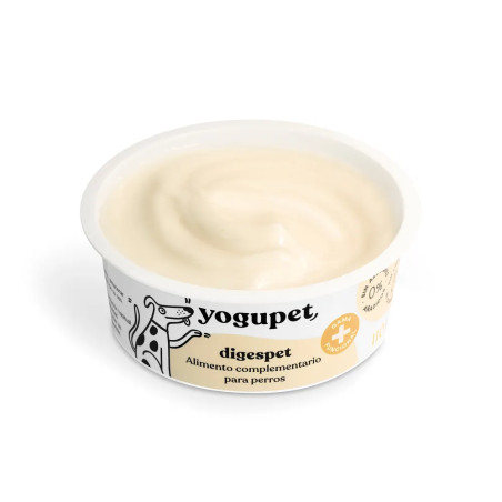 Vista superior del Yogupet DigesPet abierto, yogur funcional para perros con textura cremosa