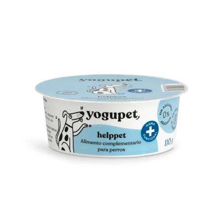 Yogupet Helppet alimento complementario funcional para perros, tarrina con etiqueta azul claro