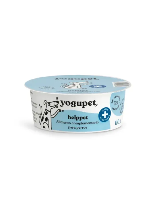 Yogupet Helppet alimento complementario funcional para perros, tarrina con etiqueta azul claro