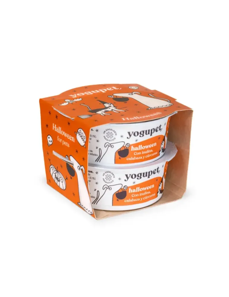 Yogupet Yogur Halloween — pack Halloween Yogupet 2 × 110 g para perros con inulina, calabaza y cúrcuma