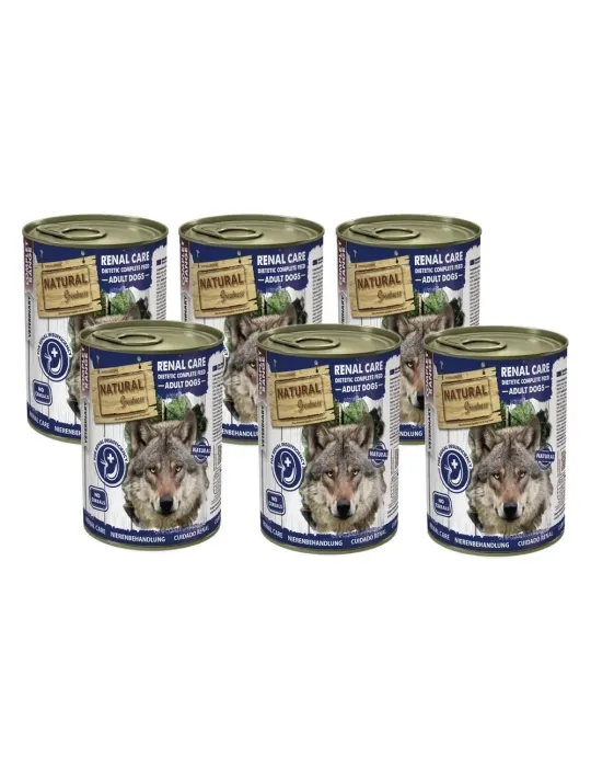 Presentación de seis latas Natural Greatness Renal-Oxalate para perros de 400 g