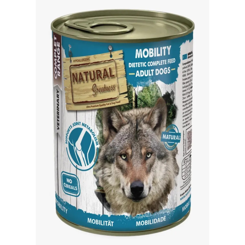 Lata de comida húmeda Natural Greatness Mobility para perros con problemas articulares