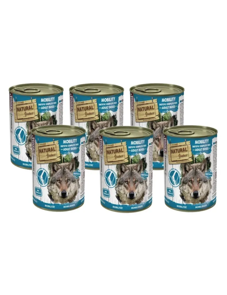 Presentación de seis latas Natural Greatness Joint & Mobility para perros de 400 g