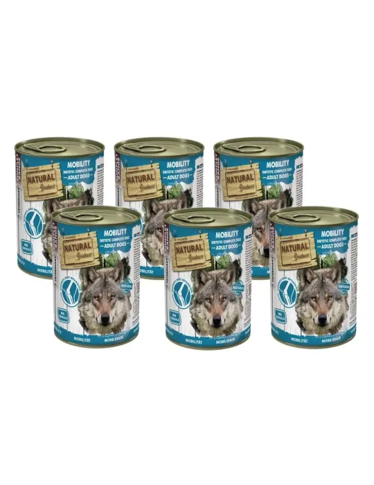 Presentación de seis latas Natural Greatness Joint & Mobility para perros de 400 g