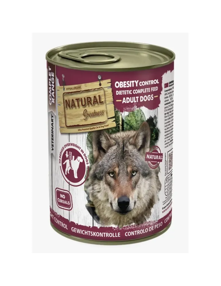 Natural Greatness Obesity & Diabetic para perros, lata de 400 g