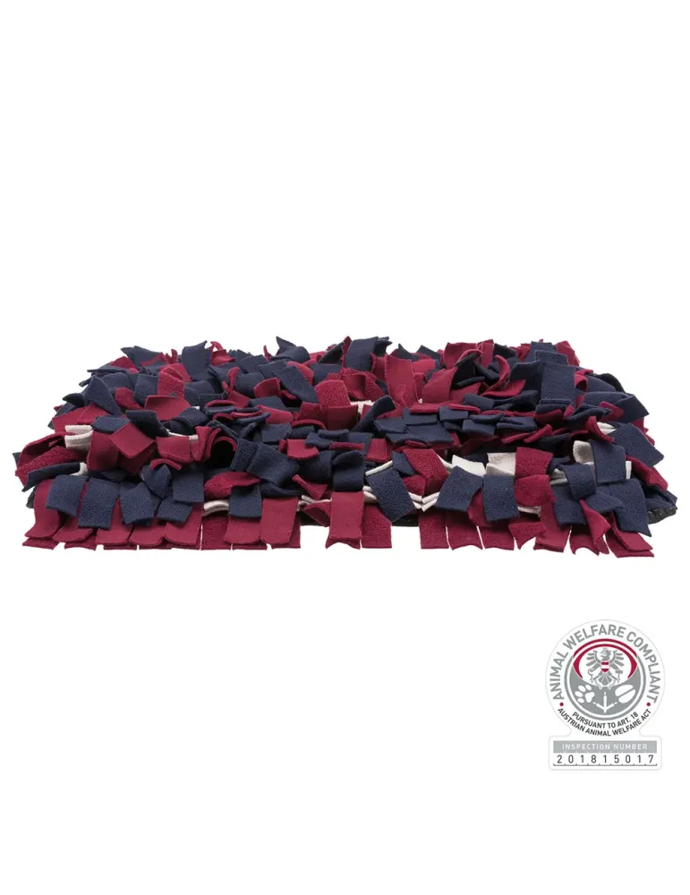 Alfombra de actividad olfativa para perro 50 × 34 cm con flecos de tela para esconder premios, tipo “snuffle mat”.