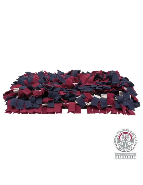 Alfombra de actividad olfativa para perro 50 × 34 cm con flecos de tela para esconder premios, tipo “snuffle mat”.