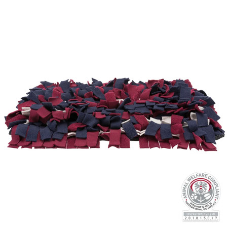 Alfombra de actividad olfativa para perro 50 × 34 cm con flecos de tela para esconder premios, tipo “snuffle mat”.