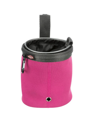 Bolsa rosa Trixie para premios de perro con clip de sujeción.