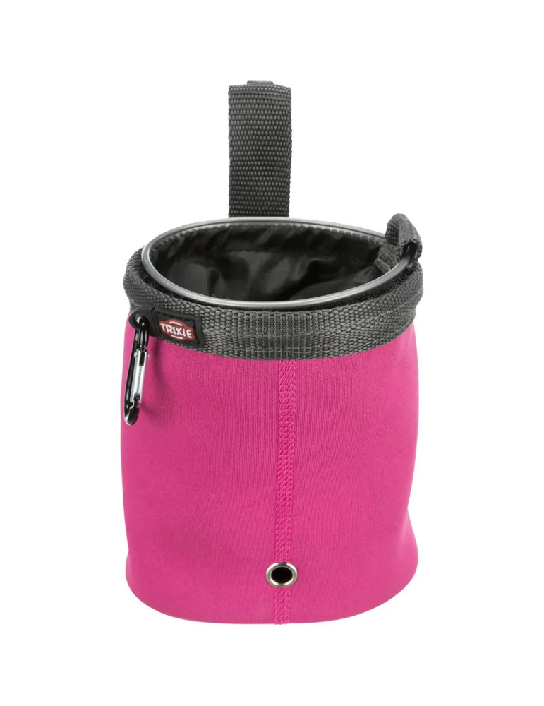 Bolsa rosa Trixie para premios de perro con clip de sujeción.