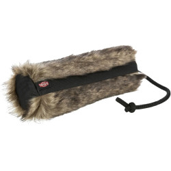 Senuelo recargable para perros, formato cilindro 6 × 20 cm, imitación piel de conejo negro con asa, juguete de entrenamiento 2