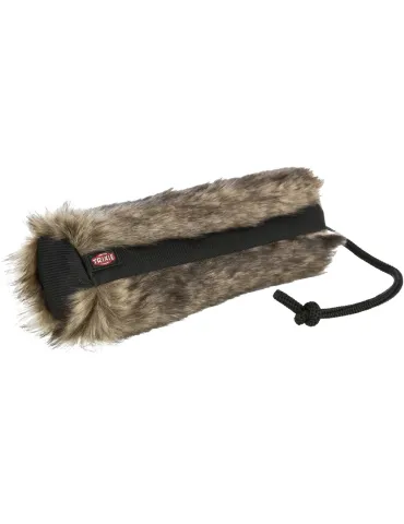 Senuelo recargable para perros, formato cilindro 6 × 20 cm, imitación piel de conejo negro con asa, juguete de entrenamiento 2