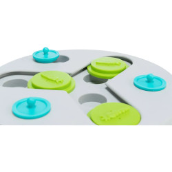 Juego de estrategia Slide & Fun Board para perros con fichas deslizantes en verde y azul para encontrar premios. 2
