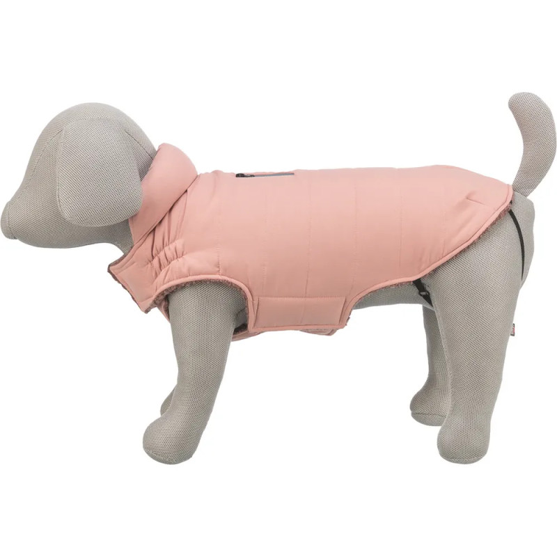 Abrigo de invierno para perro Trixie Lesmont color albaricoque, vista lateral izquierda sobre maniquí