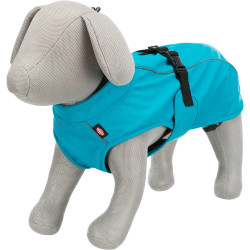 Impermeable Vimy turquesa talla XL 80 cm para perro, tejido impermeable poliuretano/poliéster, tiras reflectantes, ajuste con he 2